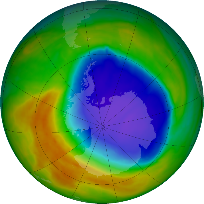 Antarctic ozone map for 23 October 2014